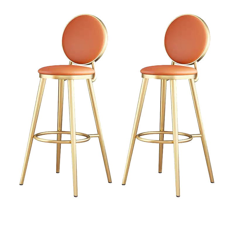 Faux Leather Counter Bar Stool Orange and Gold Bar and Counter Stool 2 Piece Set Clearhalo 'Bar Furniture' 'Bar Stools' 'bar_stools' 'furn' 'furn_bar_stools' 'Furniture' 'Kitchen & Dining Furniture' 6687249