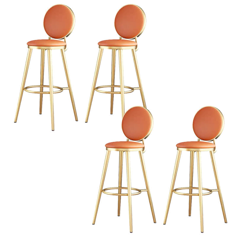 Faux Leather Counter Bar Stool Orange and Gold Bar and Counter Stool 4 Piece Set Clearhalo 'Bar Furniture' 'Bar Stools' 'bar_stools' 'furn' 'furn_bar_stools' 'Furniture' 'Kitchen & Dining Furniture' 6687251