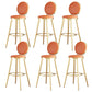 Faux Leather Counter Bar Stool Orange and Gold Bar and Counter Stool 6 Piece Set Clearhalo 'Bar Furniture' 'Bar Stools' 'bar_stools' 'furn' 'furn_bar_stools' 'Furniture' 'Kitchen & Dining Furniture' 6687253