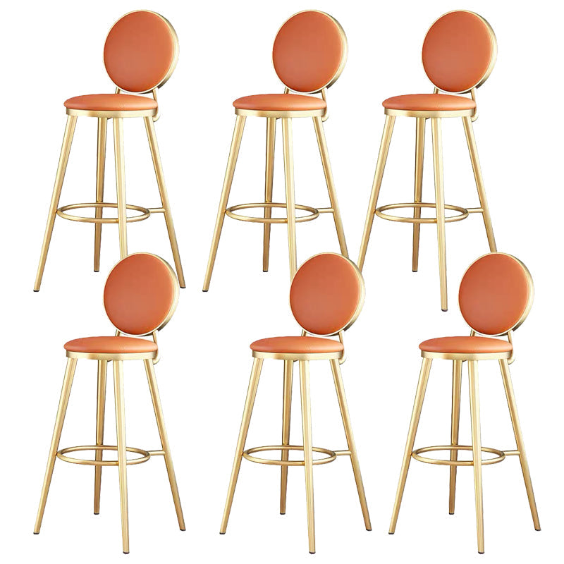Faux Leather Counter Bar Stool Orange and Gold Bar and Counter Stool 6 Piece Set Clearhalo 'Bar Furniture' 'Bar Stools' 'bar_stools' 'furn' 'furn_bar_stools' 'Furniture' 'Kitchen & Dining Furniture' 6687253