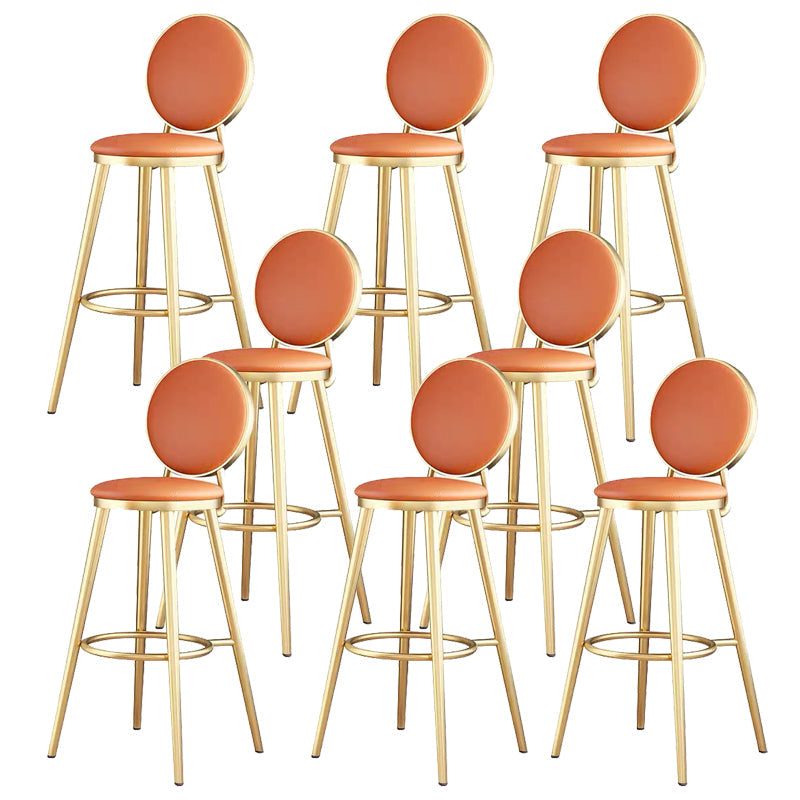 Faux Leather Counter Bar Stool Orange and Gold Bar and Counter Stool 8 Piece Set Clearhalo 'Bar Furniture' 'Bar Stools' 'bar_stools' 'furn' 'furn_bar_stools' 'Furniture' 'Kitchen & Dining Furniture' 6687255