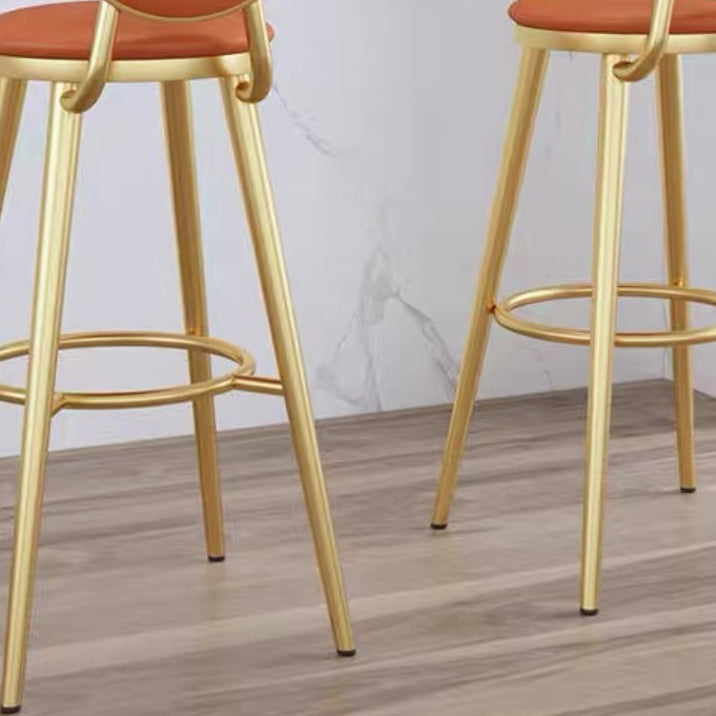 Faux Leather Counter Bar Stool Orange and Gold Bar and Counter Stool Clearhalo 'Bar Furniture' 'Bar Stools' 'bar_stools' 'furn' 'furn_bar_stools' 'Furniture' 'Kitchen & Dining Furniture' 6687258