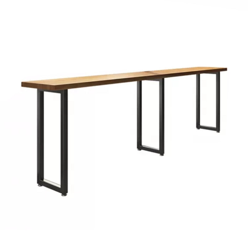 Modern Bar Table Set 1/7 Pieces Solid Wood Rectangle Bar table with Backless Stools Brown 118"L x 16"W Clearhalo 'Bar Furniture' 'furn' 'furn_home_bar_bar_sets' 'Furniture' 'Home Bars & Bar Sets' 'home_bar_bar_sets' 'Kitchen & Dining Furniture' 6687265