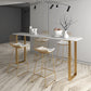Faux Marble Table and Stool Set 1/2/3/4/5 Pieces Pub Dining Set 5 Pieces: 1 Table, 4 White Gold Stools Clearhalo 'Bar Furniture' 'furn' 'furn_home_bar_bar_sets' 'Furniture' 'Home Bars & Bar Sets' 'home_bar_bar_sets' 'Kitchen & Dining Furniture' 6687272