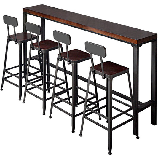 Industrial Style Bar Set 1/5 Pieces Solid Wood Rectangle Pub Dining Set for Indoor Clearhalo 'Bar Furniture' 'furn' 'furn_home_bar_bar_sets' 'Furniture' 'Home Bars & Bar Sets' 'home_bar_bar_sets' 'Kitchen & Dining Furniture' 6687306
