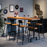 Industrial 1/2/7 Pieces Bar Table Set Rectangle Pine Wood Counter Table with High Stools Clearhalo 'Bar Furniture' 'furn' 'furn_home_bar_bar_sets' 'Furniture' 'Home Bars & Bar Sets' 'home_bar_bar_sets' 'Kitchen & Dining Furniture' 6687324
