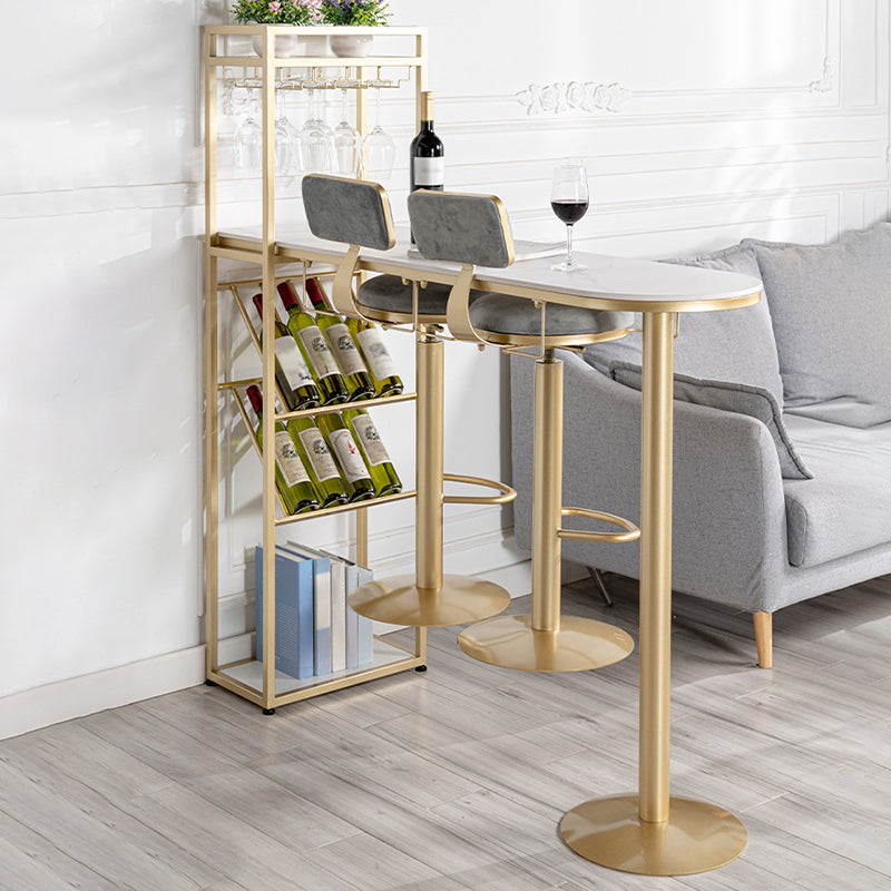 Glam Stone Juego de mesa de bar de 1/2/3 piezas, mesa de bar rectangular con patas de metal para cocina