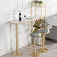 Glam Stone Juego de mesa de bar de 1/2/3 piezas, mesa de bar rectangular con patas de metal para cocina