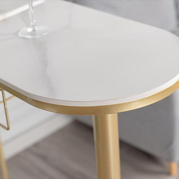 Glam Stone Juego de mesa de bar de 1/2/3 piezas, mesa de bar rectangular con patas de metal para cocina