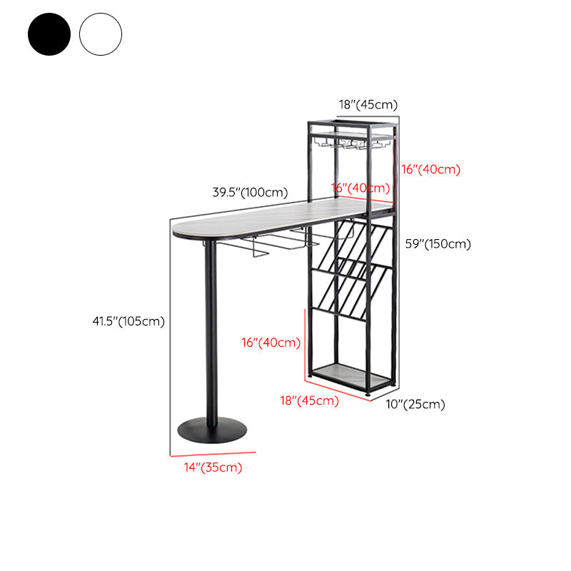 Glam Stone Juego de mesa de bar de 1/2/3 piezas, mesa de bar rectangular con patas de metal para cocina