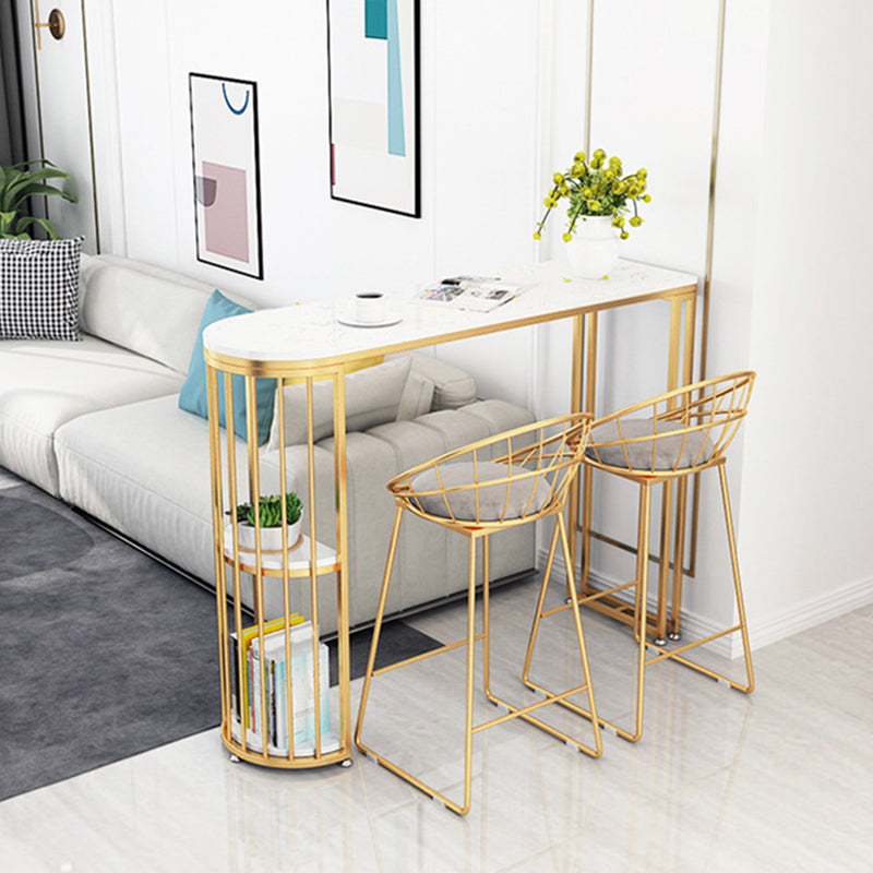 Glam Faux Marble 1/2/3 Pieces Bar Table Set Rectangle Bar Table with Metal Legs Clearhalo 'Bar Furniture' 'furn' 'furn_home_bar_bar_sets' 'Furniture' 'Home Bars & Bar Sets' 'home_bar_bar_sets' 'Kitchen & Dining Furniture' 6687440