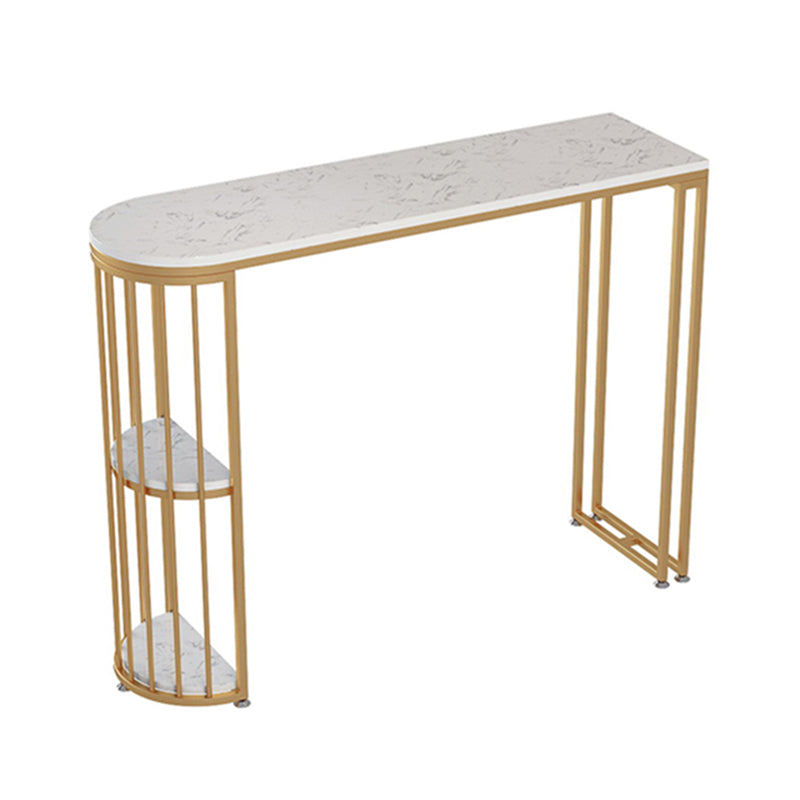 Glam Faux Marble 1/2/3 Pieces Bar Table Set Rectangle Bar Table with Metal Legs White 79"L x 16"W Clearhalo 'Bar Furniture' 'furn' 'furn_home_bar_bar_sets' 'Furniture' 'Home Bars & Bar Sets' 'home_bar_bar_sets' 'Kitchen & Dining Furniture' 6687449
