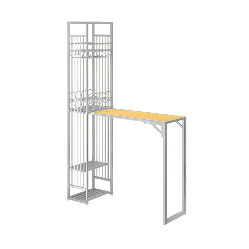 Modern Style Bar Table Set 1/2 Pieces Rectangle Bar Table with Upholstered Stool Nature Table 53"L x 13"W Clearhalo 'Bar Furniture' 'furn' 'furn_home_bar_bar_sets' 'Furniture' 'Home Bars & Bar Sets' 'home_bar_bar_sets' 'Kitchen & Dining Furniture' 6687471