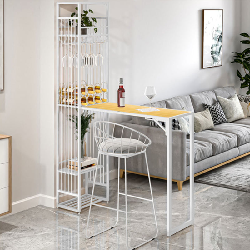 Modern Style Bar Table Set 1/2 Pieces Rectangle Bar Table with Upholstered Stool 2 Pieces: Natural Table , Bar stool Clearhalo 'Bar Furniture' 'furn' 'furn_home_bar_bar_sets' 'Furniture' 'Home Bars & Bar Sets' 'home_bar_bar_sets' 'Kitchen & Dining Furniture' 6687472