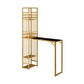Modern Style Bar Table Set 1/2 Pieces Rectangle Bar Table with Upholstered Stool Black Gold 53"L x 13"W Clearhalo 'Bar Furniture' 'furn' 'furn_home_bar_bar_sets' 'Furniture' 'Home Bars & Bar Sets' 'home_bar_bar_sets' 'Kitchen & Dining Furniture' 6687473