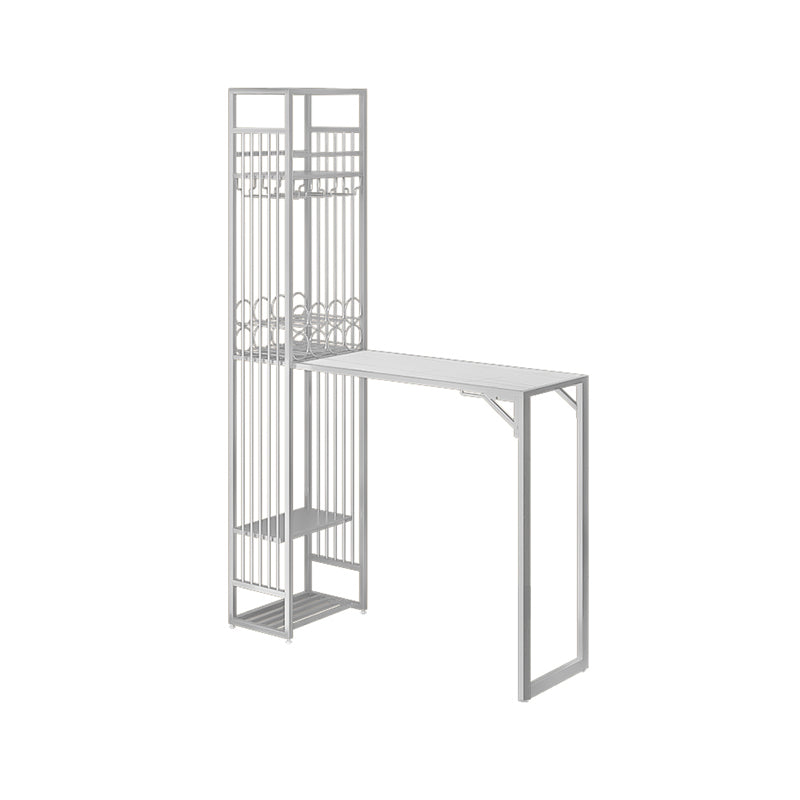 Modern Style Bar Table Set 1/2 Pieces Rectangle Bar Table with Upholstered Stool White Table 53"L x 13"W Clearhalo 'Bar Furniture' 'furn' 'furn_home_bar_bar_sets' 'Furniture' 'Home Bars & Bar Sets' 'home_bar_bar_sets' 'Kitchen & Dining Furniture' 6687474