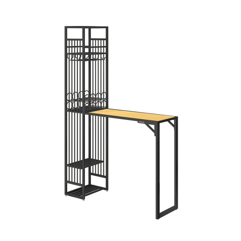 Modern Style Bar Table Set 1/2 Pieces Rectangle Bar Table with Upholstered Stool Black Table 53"L x 17"W Clearhalo 'Bar Furniture' 'furn' 'furn_home_bar_bar_sets' 'Furniture' 'Home Bars & Bar Sets' 'home_bar_bar_sets' 'Kitchen & Dining Furniture' 6687476