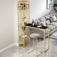 Modern Style Bar Table Set 1/2 Pieces Rectangle Bar Table with Upholstered Stool 2 Pieces: Black Gold Table, Stool Clearhalo 'Bar Furniture' 'furn' 'furn_home_bar_bar_sets' 'Furniture' 'Home Bars & Bar Sets' 'home_bar_bar_sets' 'Kitchen & Dining Furniture' 6687477