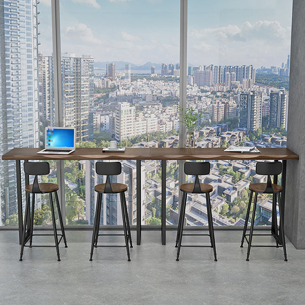 Modern Style Wood 1/2/3 Pieces Bar Table Set Rectangle Bar Table with Metal Legs Clearhalo 'Bar Furniture' 'furn' 'furn_home_bar_bar_sets' 'Furniture' 'Home Bars & Bar Sets' 'home_bar_bar_sets' 'Kitchen & Dining Furniture' 6687489