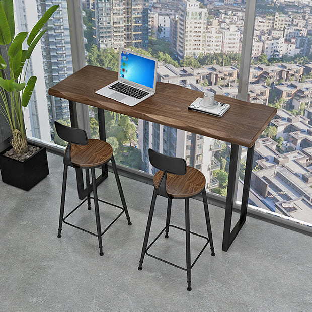 Modern Style Wood 1/2/3 Pieces Bar Table Set Rectangle Bar Table with Metal Legs Clearhalo 'Bar Furniture' 'furn' 'furn_home_bar_bar_sets' 'Furniture' 'Home Bars & Bar Sets' 'home_bar_bar_sets' 'Kitchen & Dining Furniture' 6687490