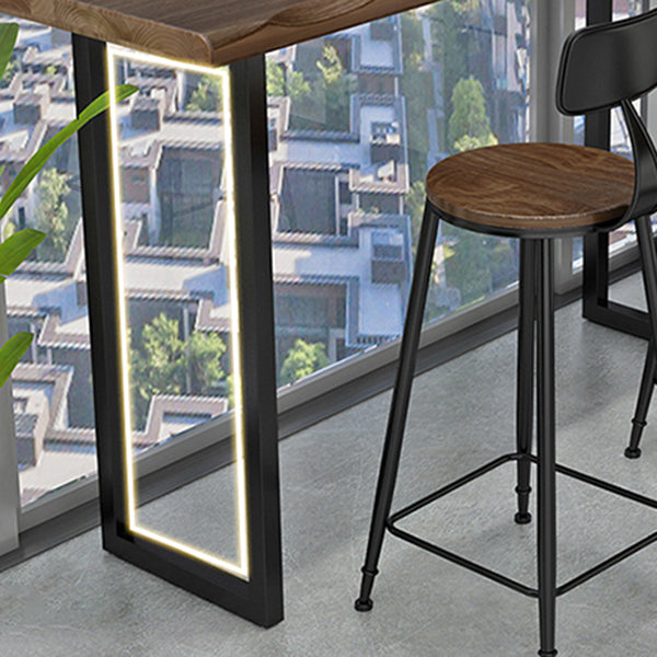 Modern Style Wood 1/2/3 Pieces Bar Table Set Rectangle Bar Table with Metal Legs Clearhalo 'Bar Furniture' 'furn' 'furn_home_bar_bar_sets' 'Furniture' 'Home Bars & Bar Sets' 'home_bar_bar_sets' 'Kitchen & Dining Furniture' 6687495