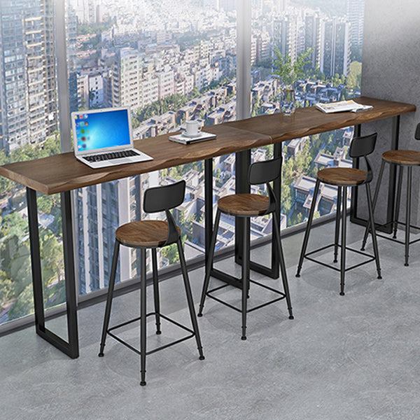 Modern Style Wood 1/2/3 Pieces Bar Table Set Rectangle Bar Table with Metal Legs Clearhalo 'Bar Furniture' 'furn' 'furn_home_bar_bar_sets' 'Furniture' 'Home Bars & Bar Sets' 'home_bar_bar_sets' 'Kitchen & Dining Furniture' 6687497