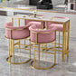 Glam Style Bar Set 1/3/5 Pieces Faux Marble Pub Table with Solid Back Stool 7 Pieces: Table, 4 Pink Stools Clearhalo 'Bar Furniture' 'furn' 'furn_home_bar_bar_sets' 'Furniture' 'Home Bars & Bar Sets' 'home_bar_bar_sets' 'Kitchen & Dining Furniture' 6687525
