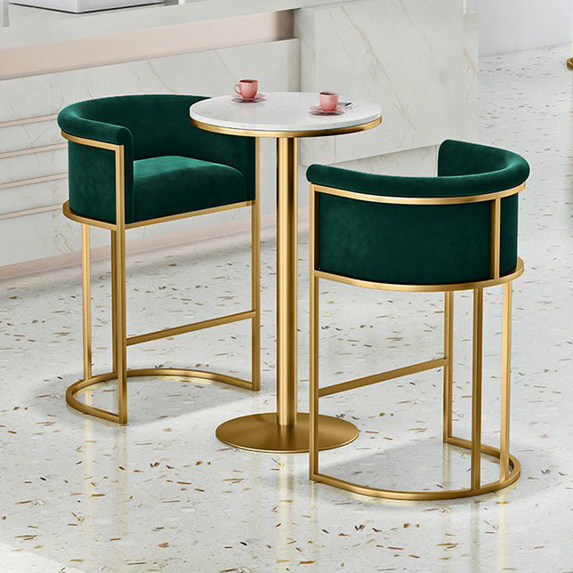 Glam Style Bar Set 1/3/5 Pieces Faux Marble Pub Table with Solid Back Stool 3 Pieces: Table, 2 Green Stools Clearhalo 'Bar Furniture' 'furn' 'furn_home_bar_bar_sets' 'Furniture' 'Home Bars & Bar Sets' 'home_bar_bar_sets' 'Kitchen & Dining Furniture' 6687526