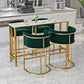 Glam Style Bar Set 1/3/5 Pieces Faux Marble Pub Table with Solid Back Stool 5 Pieces: Table, 4 Green Stools Clearhalo 'Bar Furniture' 'furn' 'furn_home_bar_bar_sets' 'Furniture' 'Home Bars & Bar Sets' 'home_bar_bar_sets' 'Kitchen & Dining Furniture' 6687528