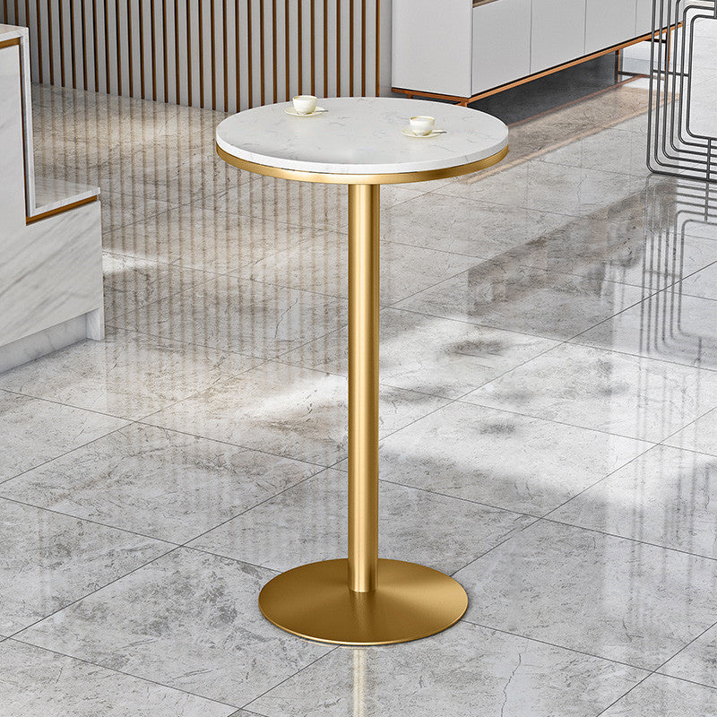 Glam Style Bar Set 1/3/5 Pieces Faux Marble Pub Table with Solid Back Stool White 24"L x 24"W Clearhalo 'Bar Furniture' 'furn' 'furn_home_bar_bar_sets' 'Furniture' 'Home Bars & Bar Sets' 'home_bar_bar_sets' 'Kitchen & Dining Furniture' 6687531