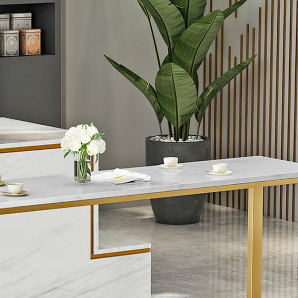 Glam Style Bar Set 1/3/5 Pieces Faux Marble Pub Table with Solid Back Stool Clearhalo 'Bar Furniture' 'furn' 'furn_home_bar_bar_sets' 'Furniture' 'Home Bars & Bar Sets' 'home_bar_bar_sets' 'Kitchen & Dining Furniture' 6687538