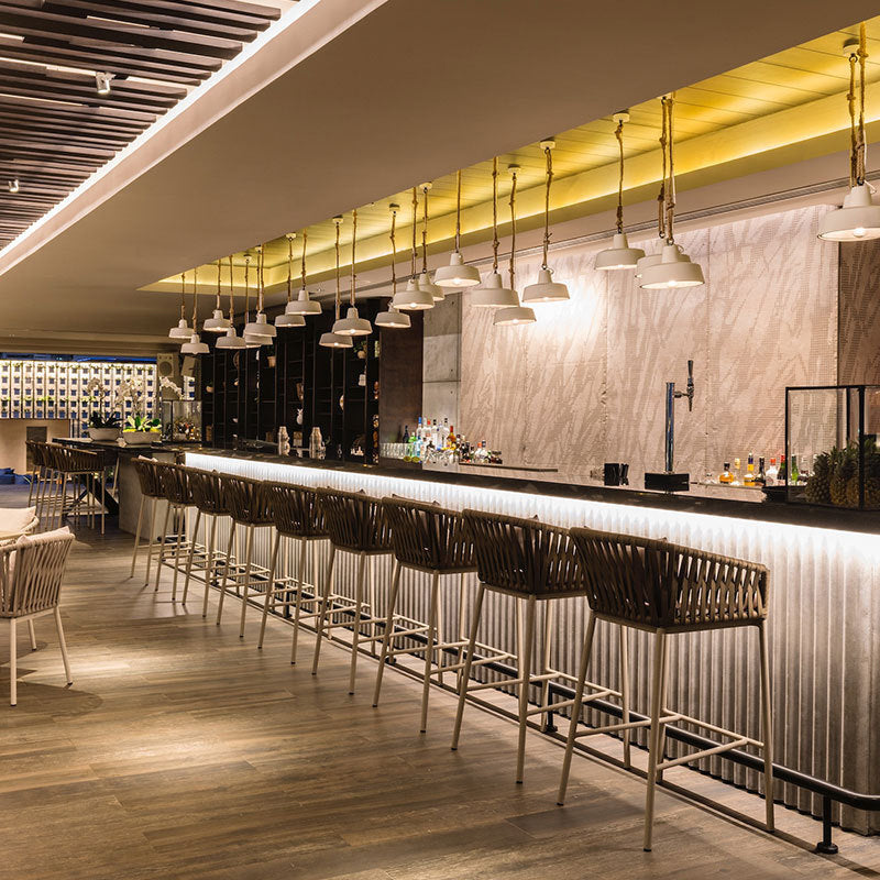 Contemporary Low Back Dining Stool Bucket Bar Stool with Footrest