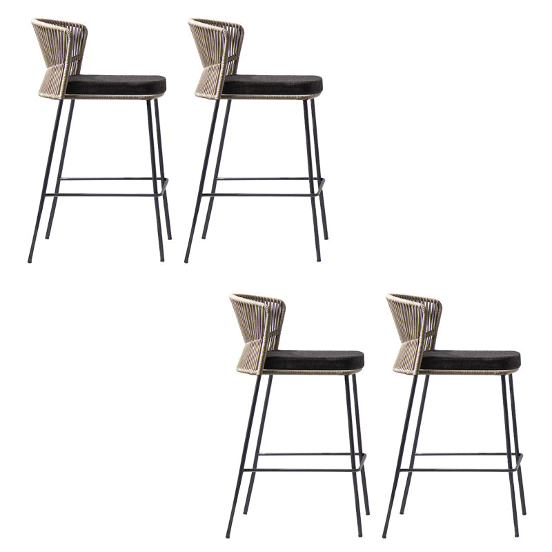 Contemporary Low Back Dining Stool Bucket Bar Stool with Footrest