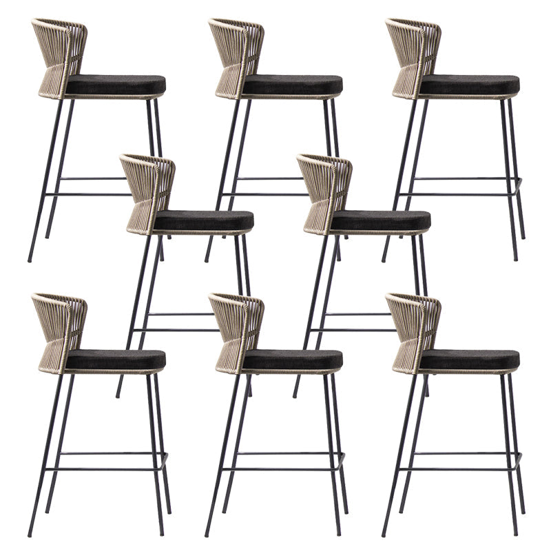 Contemporary Low Back Dining Stool Bucket Bar Stool with Footrest
