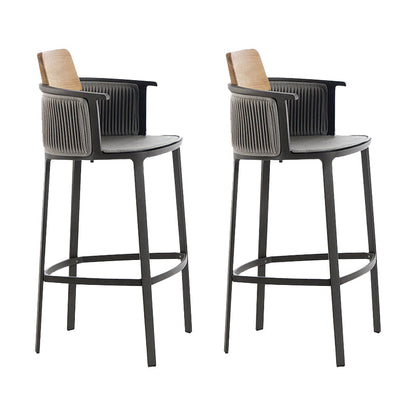 Contemporary Low Back Dining Stool Bucket Bar Stool with Footrest