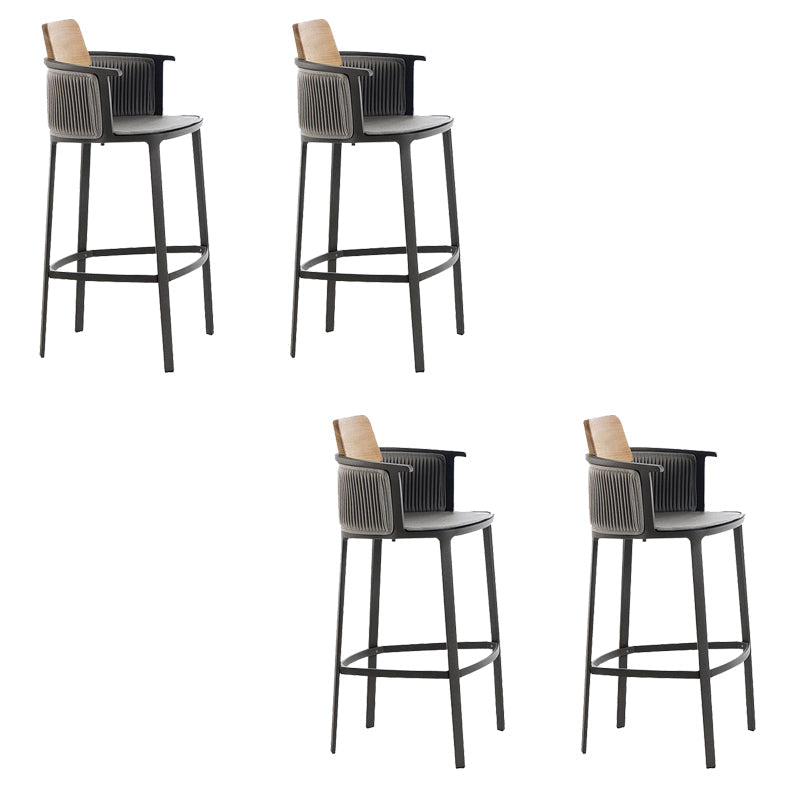 Contemporary Low Back Dining Stool Bucket Bar Stool with Footrest