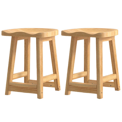 コンテンポラリーソリッドウッドバースツールサドルシートバースツールとフットレスト