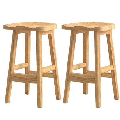Contemporary Solid Wood Barstools Saddle Seat Bar Stools with Footrest