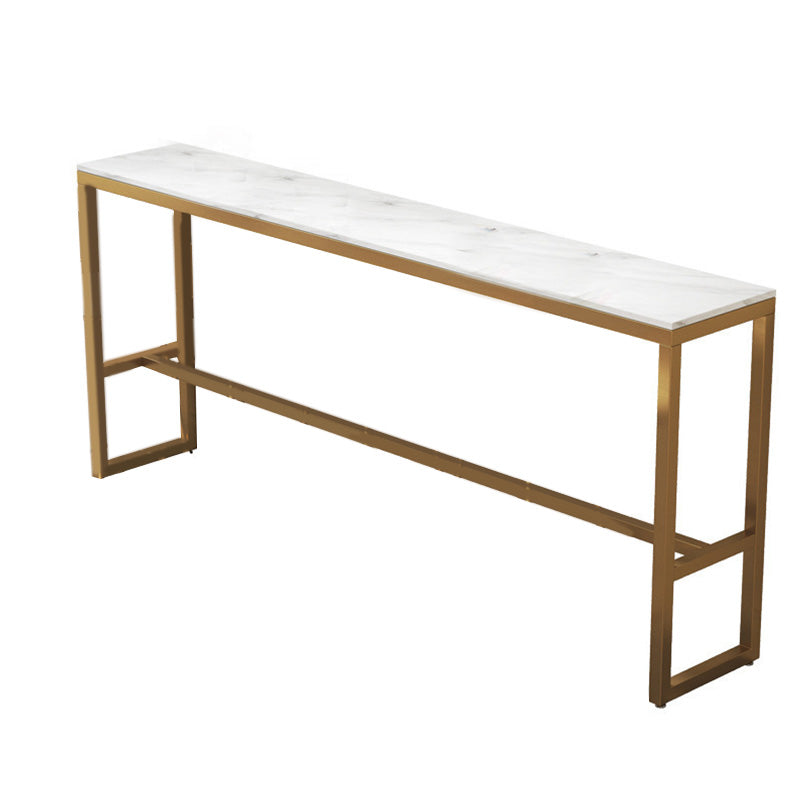 Rectangular Bar Height Table White Faux Marble Top Bistro Pub Table Gold Without Chairs Clearhalo 'Bar Furniture' 'Bar Tables' 'bar_tables' 'furn' 'furn_bar_tables' 'Furniture' 'Kitchen & Dining Furniture' 6689371