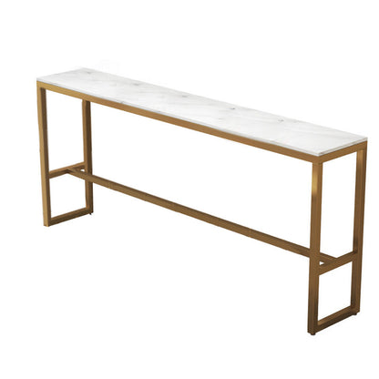 Rectangular Bar Height Table White Faux Marble Top Bistro Pub Table Gold Without Chairs Clearhalo 'Bar Furniture' 'Bar Tables' 'bar_tables' 'furn' 'furn_bar_tables' 'Furniture' 'Kitchen & Dining Furniture' 6689371