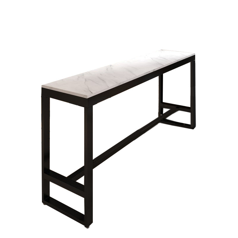 Rectangular Bar Height Table White Faux Marble Top Bistro Pub Table Black Without Chairs Clearhalo 'Bar Furniture' 'Bar Tables' 'bar_tables' 'furn' 'furn_bar_tables' 'Furniture' 'Kitchen & Dining Furniture' 6689372