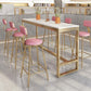 Rectangular Bar Height Table White Faux Marble Top Bistro Pub Table 70.9"L x 15.7"W x 41.3"H Gold Without Chairs Clearhalo 'Bar Furniture' 'Bar Tables' 'bar_tables' 'furn' 'furn_bar_tables' 'Furniture' 'Kitchen & Dining Furniture' 6689373