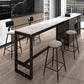 Rectangular Bar Height Table White Faux Marble Top Bistro Pub Table 86.6"L x 15.7"W x 41.3"H Black Without Chairs Clearhalo 'Bar Furniture' 'Bar Tables' 'bar_tables' 'furn' 'furn_bar_tables' 'Furniture' 'Kitchen & Dining Furniture' 6689374
