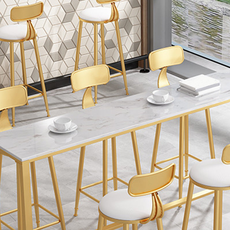 Rectangular Bar Height Table White Faux Marble Top Bistro Pub Table Clearhalo 'Bar Furniture' 'Bar Tables' 'bar_tables' 'furn' 'furn_bar_tables' 'Furniture' 'Kitchen & Dining Furniture' 6689375