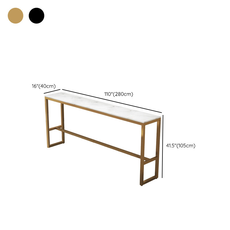 Rectangular Bar Height Table White Faux Marble Top Bistro Pub Table Clearhalo 'Bar Furniture' 'Bar Tables' 'bar_tables' 'furn' 'furn_bar_tables' 'Furniture' 'Kitchen & Dining Furniture' 6689384