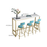 Weißer rechteckiger Stangenhöhe Tisch Glamstil Bistrostange Tisch mit goldener Basis