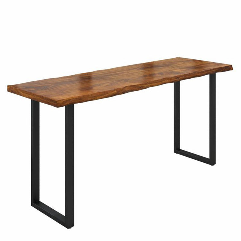 Moderne massief houten bistro-bartafel Rechthoekige metalen basisbartafel voor eetkamer