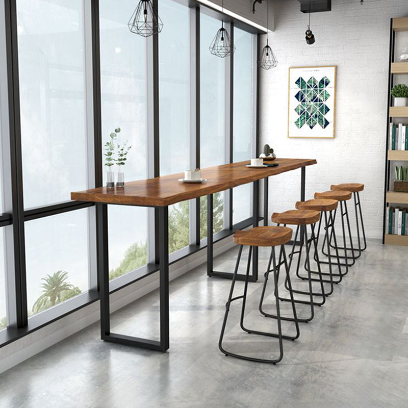 Moderne massief houten bistro-bartafel Rechthoekige metalen basisbartafel voor eetkamer