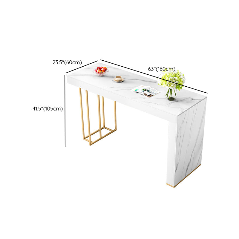 Sintered Stone Bistro Bar Table Rectangle White Bar Table with Storage Clearhalo 'Bar Furniture' 'Bar Tables' 'bar_tables' 'furn' 'furn_bar_tables' 'Furniture' 'Kitchen & Dining Furniture' 6689453