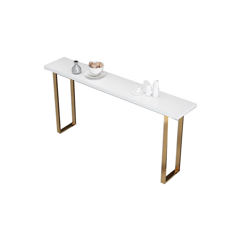 Solid Wood Counter Height Table White Top and Gold Base Bar Table Without Chairs Clearhalo 'Bar Furniture' 'Bar Tables' 'bar_tables' 'furn' 'furn_bar_tables' 'Furniture' 'Kitchen & Dining Furniture' 6689457